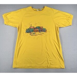 Womens VTG 90s Pueblo Southwest Colorful Yellow T Shirt Size Large SS Souvenir
